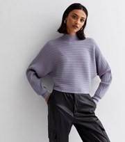 New Look Blue Ribbed High Neck Crop Jumper